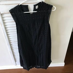 Gap black eyelet crochet detail dress